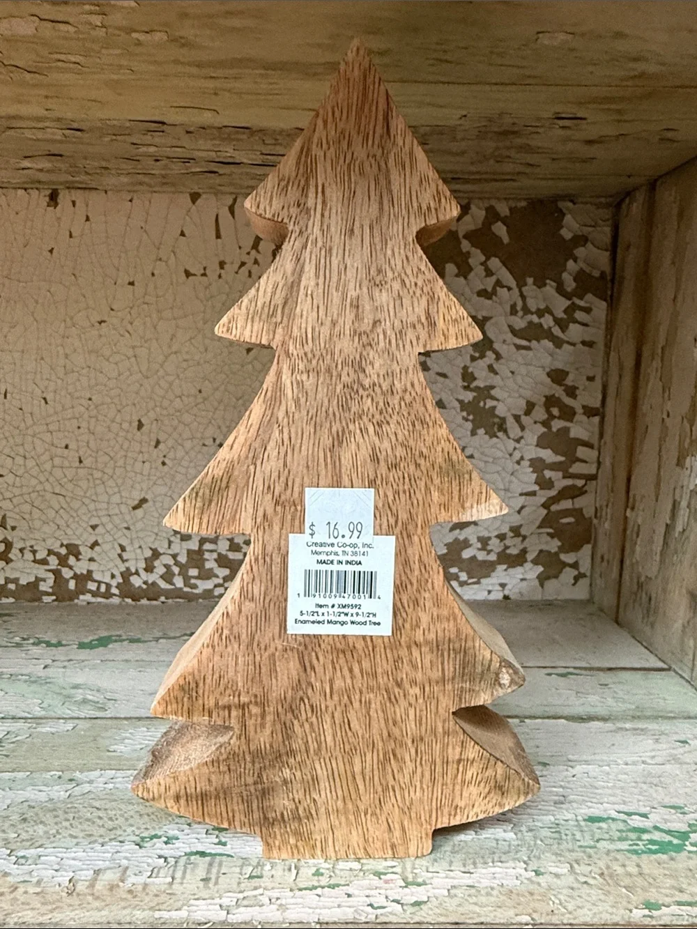 🌲 Creative Co-Op Yellow Gloss Wooden Tree Holiday Décor